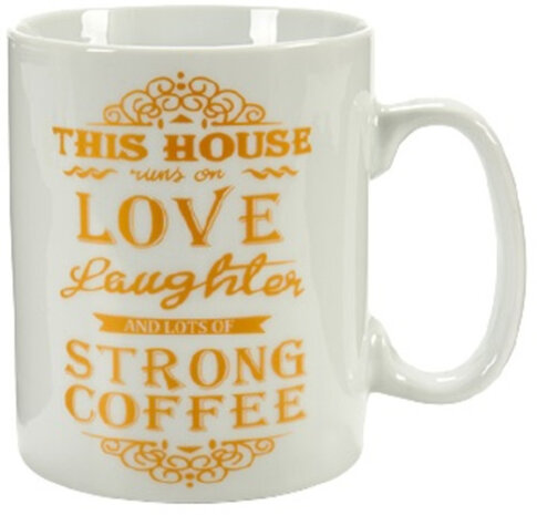 koffiemok Dream 500 ml porselein wit/goud