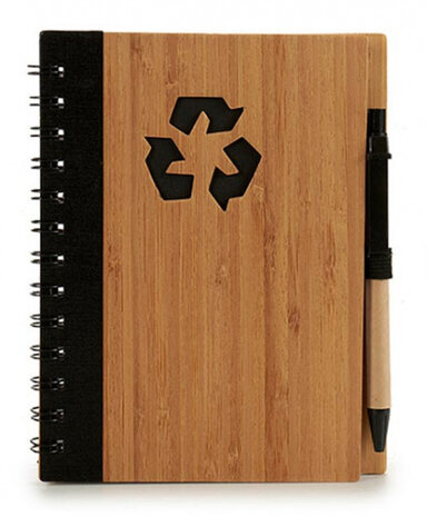 notitieboek 18 x 14 cm gelinieerd naturel/zwart 2-delig
