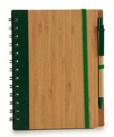 notitieboek 18 x 14 cm gelinieerd groen/naturel 2-delig