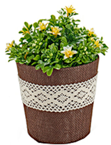 bloempot 16 x 14,5 cm jute donkerbruin