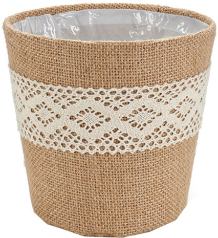 bloempot 16 x 14,5 cm jute bruin