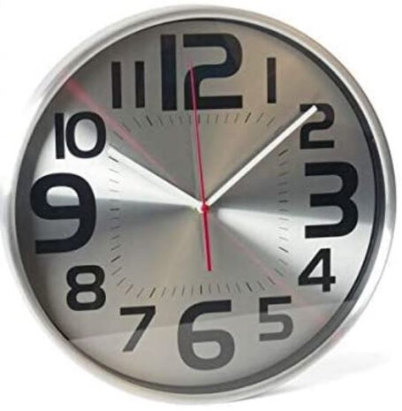 wandklok Abel 29 cm aluminium zilver/zwart
