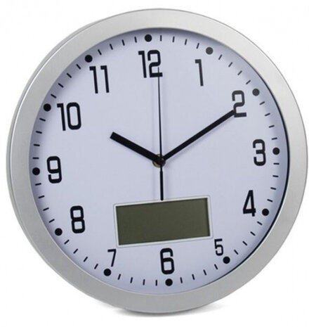 wandklok 30 x 4 cm glas zilver/zwart/wit