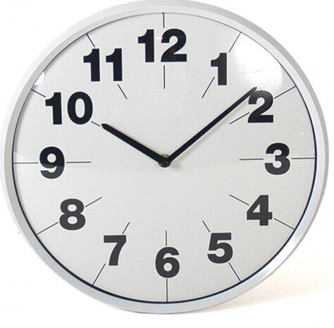 wandklok Savile 33 x 5,5 cm glas wit/zwart