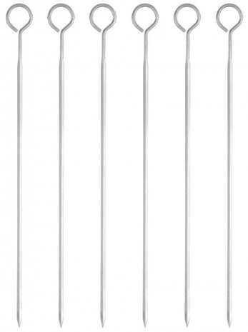 grillspies 30 cm RVS zilver 6 stuks