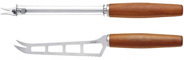 kaasmes Sense 27 cm hout/RVS bruin/zilver 2-delig