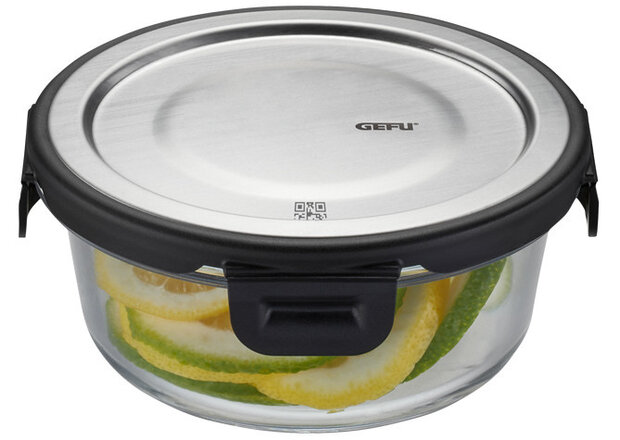 vershoudbak Milo rond 400 ml glas/RVS transparant/zilver