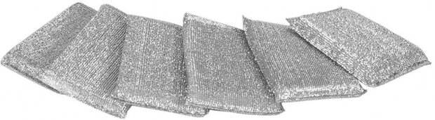 schuursponsjes 13 x 9 x 2 cm microvezel zilver 6 stuks