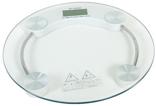 weegschaal digitaal 180 kg 33 x 5 cm glas transparant