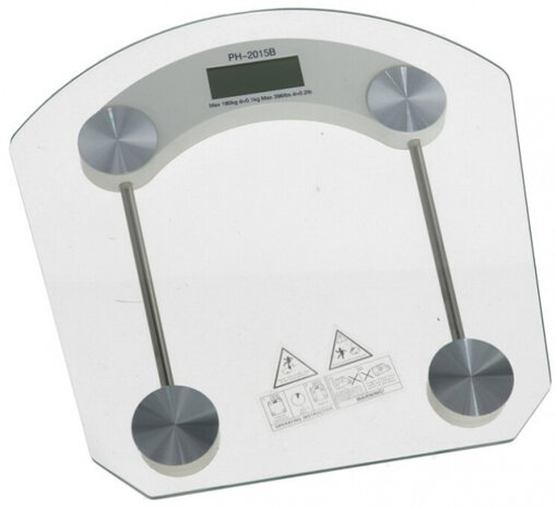 weegschaal digitaal 180 kg 32 x 3 cm glas transparant