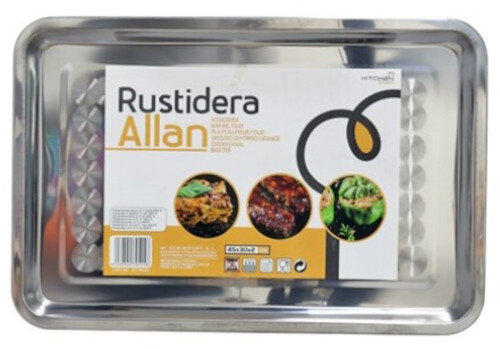 bakplaat Rustidera Allan 45 x 30 cm RVS zilver