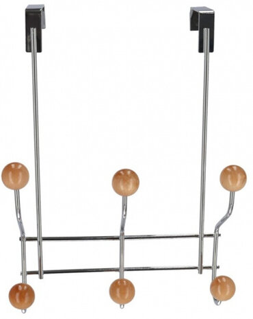 deurhanger 5 x 22 x 29 cm staal/hout zilver/naturel