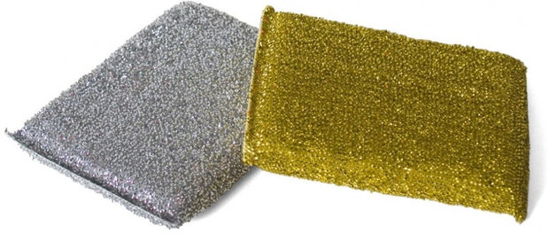 schuursponsen 18,5 x 11,5 cm microfiber zilver/goud