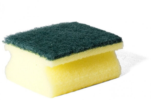 schuurspons 9 x 7 x 4 cm foam geel/groen 4 stuks