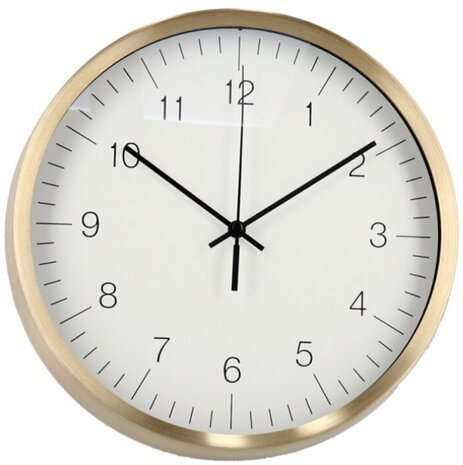 wandklok Pure 25,5 x 4,5 cm staal/glas goud