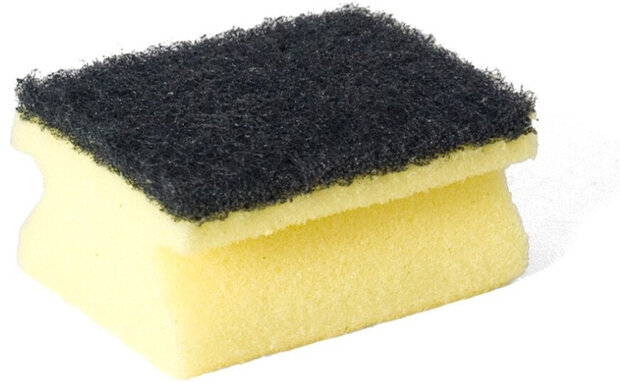 schuurspons 9 x 7 x 5 cm foam geel/zwart 3 stuks