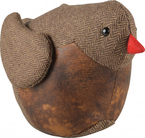 deurstopper vogel 14 x 26,6 x 19,4 cm vilt bruin