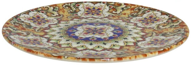 dessertbord 19 x 2 cm keramiek geel/beige/bruin