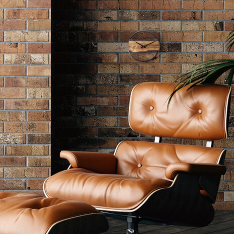 wandklok Forest 30 cm hout/staal zwart/naturel
