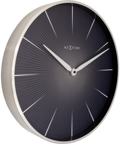 wandklok 2 Seconds 40 cm staal zwart/zilver