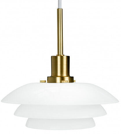 hanglamp DL20 20 x 9 cm glas/messing wit/koper