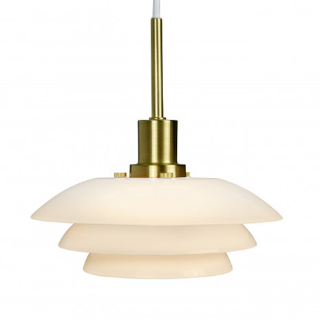 hanglamp DL20 20 x 9 cm glas/messing wit/koper