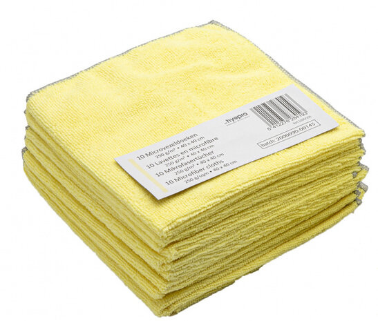 microvezeldoek 40 x 40 cm geel 10 stuks