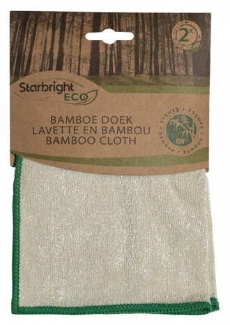 poetsdoek 35 x 35 cm bamboe groen 2 stuks