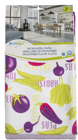 dweil 50 x 60 cm microvezel paars 2 stuks