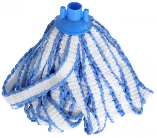 vloermop 8,5 x 10 x 26 cm polyester blauw/wit