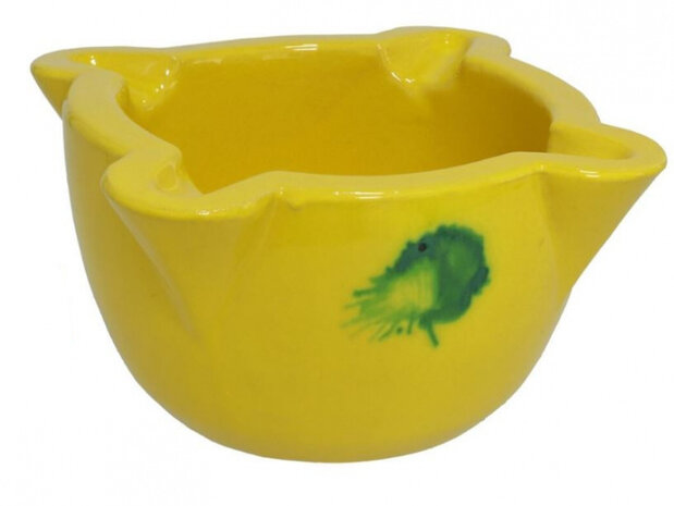 vijzel 13 cm keramiek geel