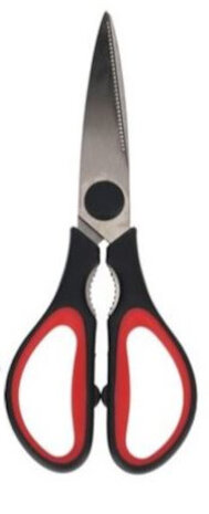 keukenschaar 21 x 8 cm RVS zilver/rood/zwart