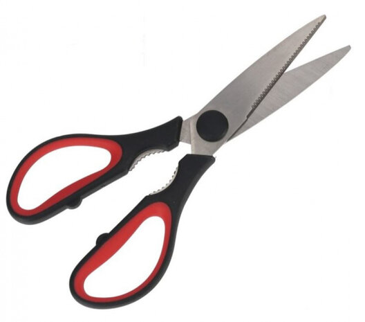 keukenschaar 21 x 8 cm RVS zilver/rood/zwart