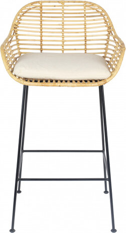 barkruk Tiger 97 x 52 cm staal/rotan naturel 2-delig