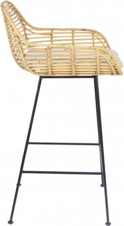 barkruk Tiger 97 x 52 cm staal/rotan naturel 2-delig