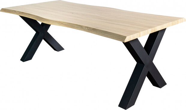eettafel 160 x 90 x 76 cm staal/MDF zwart/naturel