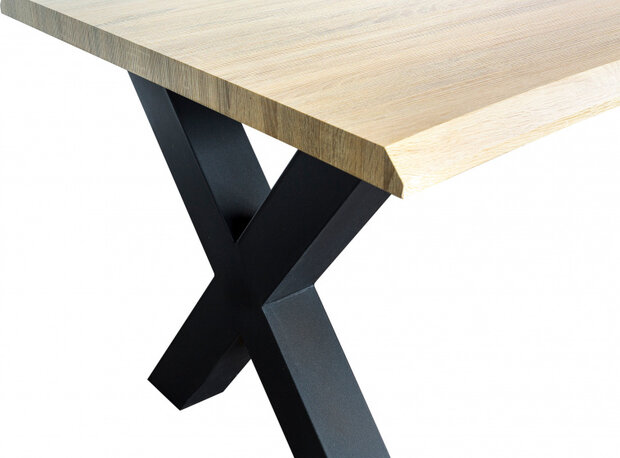 eettafel 160 x 90 x 76 cm staal/MDF zwart/naturel