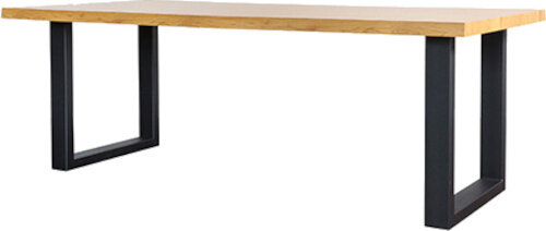 eettafel 220 x 100 x 76 cm staal/MDF zwart/naturel