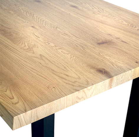 eettafel 220 x 100 x 76 cm staal/MDF zwart/naturel