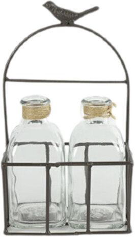 decoratieflessen Heide glas transparant 3-delig
