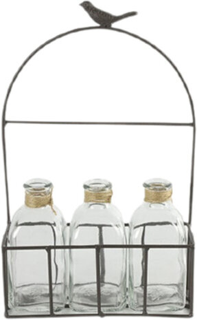 decoratieflessen Heide glas transparant 4-delig