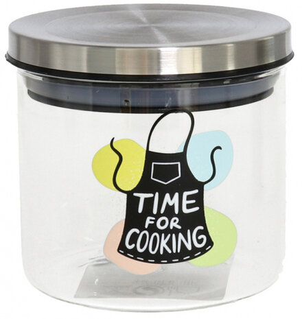 voorraadpot Time For Cooking 450 ml glas transparant