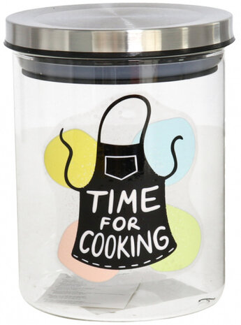voorraadpot Time For Cooking 650 ml glas transparant
