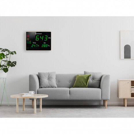 klimaatmonitor Smile XXL 39,1 x 29,1 cm glas zwart