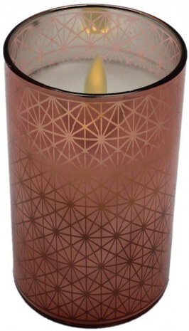kaars led 12 x 7 wax/glas koper