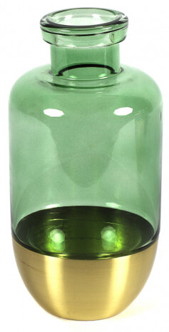 decoratiefles Naomi 13 x 25 cm glas groen/goud