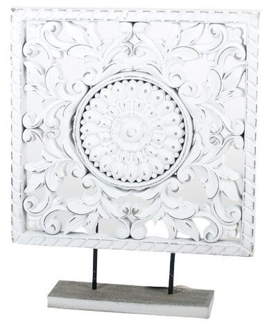 ornament mandala 30 x 30 cm steen wit