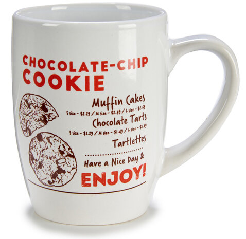 mok Chocolate-Chip Cookie 350 ml porselein wit/rood