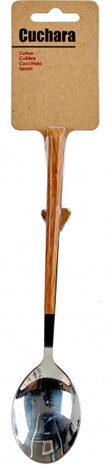 keukenlepel 21 x 4,3 x 2 cm RVS/hout zilver/naturel