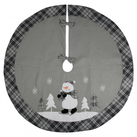 kerstboomrok sneeuwpop 90 cm polyester grijs/wit